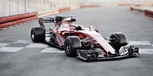 formula one car stopped at the finish line, photo for automotive and mobility public relations